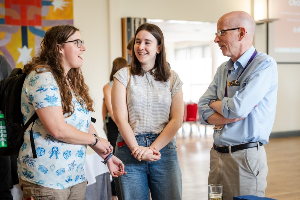 Students and employers conversing